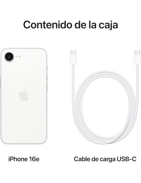 Apple iPhone 16e de 128 GB: Diseñado para Apple Intelligence, Chip A18, autonomía a raudales, cámara Fusion de 48 Mpx, Pantalla
