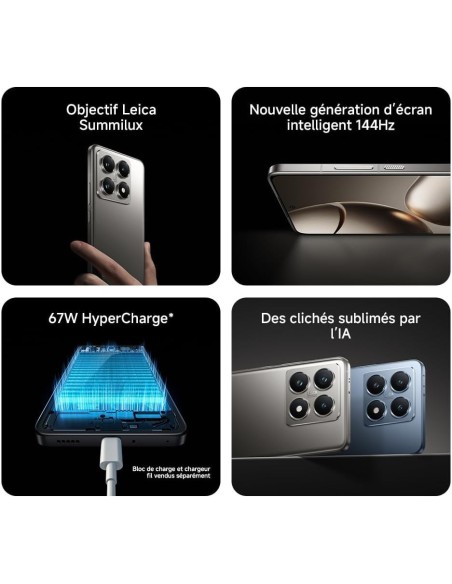 Xiaomi 14T – Smartphone de 12+256GB, Lentes Leica Summilux, MediaTek Dimensity 8300 Ultra, Pantalla AMOLED de 6,67'' 144Hz,