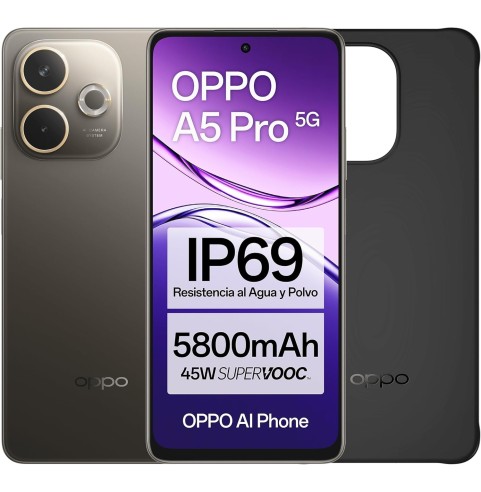 OPPO A5 Pro 5G - Smartphone Libre con IA, 8GB RAM + 256GB, Pantalla 6.67" 120Hz, Cámara 50MP, Batería 5800, Carga Rápida 45W,