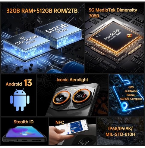 IIIF150 Air 2 Ultra 5G-Telefono Movil Resistente 2024, 32GB+512GB/2TB Android 13 Moviles, 108MP Móvil Antigolpes, 6.78" AMOLED