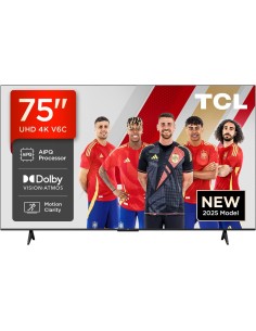 TCL 75V6C 75” Direct LED Smart TV, 4K HDR, Powered by Google TV (Dolby Audio, Motion Clarity, Compatible with Google Assistant &