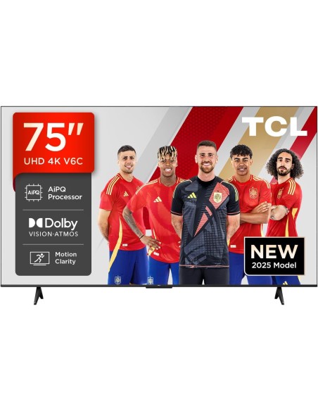 TCL 75V6C 75” Direct LED Smart TV, 4K HDR, Powered by Google TV (Dolby Audio, Motion Clarity, Compatible with Google Assistant &