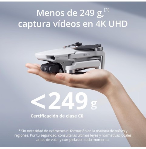 DJI Mini 4K, dron con cámara 4K UHD para adultos, menos de 249g, estabilización en 3 ejes, transmisión de vídeo a 10 km, regreso