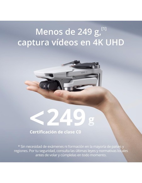 DJI Mini 4K, dron con cámara 4K UHD para adultos, menos de 249g, estabilización en 3 ejes, transmisión de vídeo a 10 km, regreso