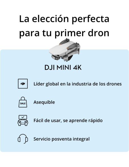 DJI Mini 4K, dron con cámara 4K UHD para adultos, menos de 249g, estabilización en 3 ejes, transmisión de vídeo a 10 km, regreso