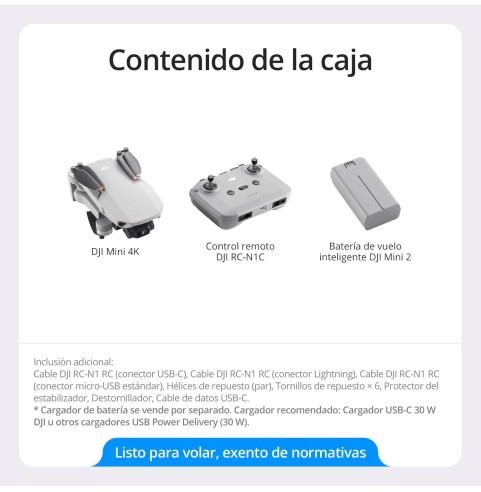 DJI Mini 4K, dron con cámara 4K UHD para adultos, menos de 249g, estabilización en 3 ejes, transmisión de vídeo a 10 km, regreso