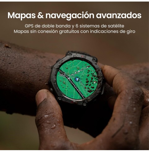 Amazfit T-Rex 3 Outdoor Smartwatch 48mm Pantalla AMOLED, Mapas & Navegación Offline, 6 Sistemas de Satélite GPS Doble Banda, 27