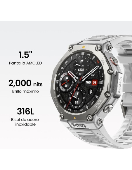 Amazfit T-Rex 3 Outdoor Smartwatch 48mm Pantalla AMOLED, Mapas & Navegación Offline, 6 Sistemas de Satélite GPS Doble Banda, 27