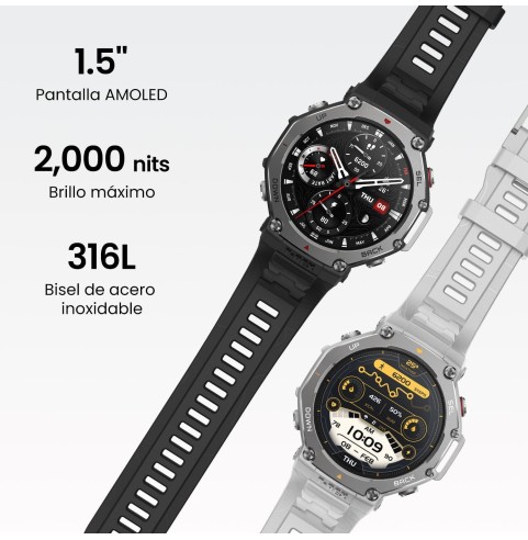 Amazfit T-Rex 3 Outdoor Smartwatch 48mm Pantalla AMOLED, Mapas & Navegación Offline, 6 Sistemas de Satélite GPS Doble Banda, 27