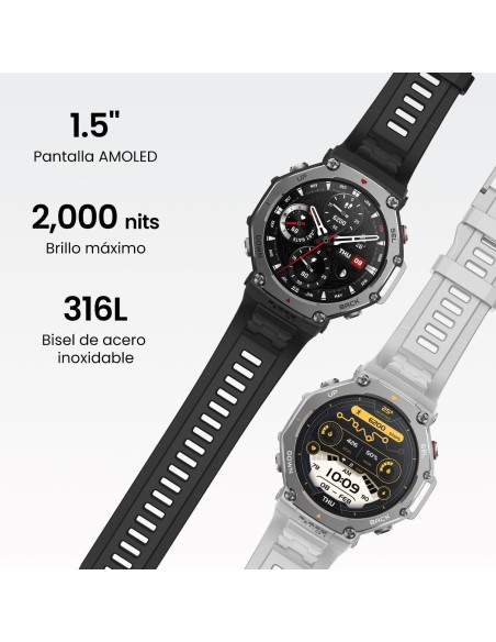 Amazfit T-Rex 3 Outdoor Smartwatch 48mm Pantalla AMOLED, Mapas & Navegación Offline, 6 Sistemas de Satélite GPS Doble Banda, 27