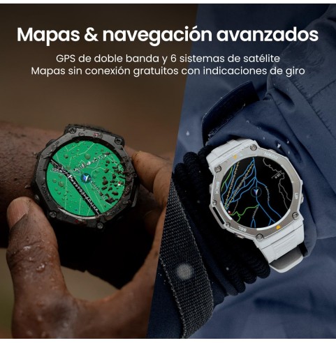 Amazfit T-Rex 3 Outdoor Smartwatch 48mm Pantalla AMOLED, Mapas & Navegación Offline, 6 Sistemas de Satélite GPS Doble Banda, 27