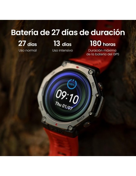 Amazfit T-Rex 3 Outdoor Smartwatch 48mm Pantalla AMOLED, Mapas & Navegación Offline, 6 Sistemas de Satélite GPS Doble Banda, 27