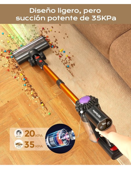 VACTechPro V15 Aspiradora sin Cable,35kPa Aspirador de Mano,6 en 1 Inalámbrica con 35minutos de autonomía y batería
