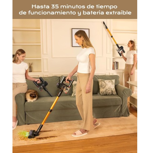 VACTechPro V15 Aspiradora sin Cable,35kPa Aspirador de Mano,6 en 1 Inalámbrica con 35minutos de autonomía y batería