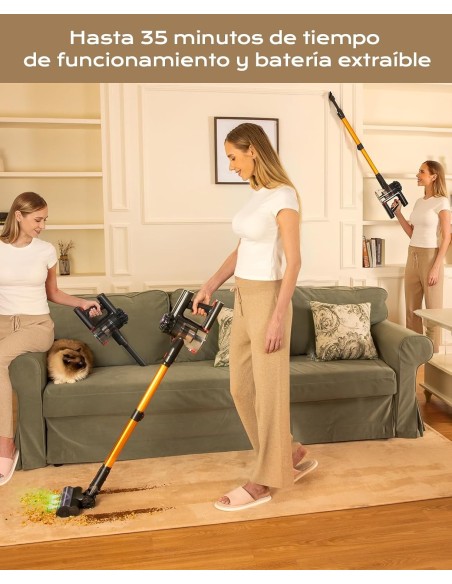 VACTechPro V15 Aspiradora sin Cable,35kPa Aspirador de Mano,6 en 1 Inalámbrica con 35minutos de autonomía y batería