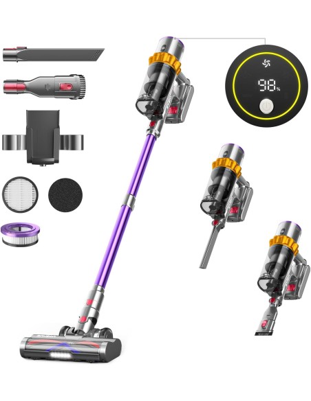 WHOY 45Kpa/550W/65Mins Aspiradora sin Cable 1, 3 Velocidades, Morado