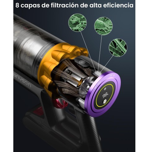 WHOY 45Kpa/550W/65Mins Aspiradora sin Cable 1, 3 Velocidades, Morado