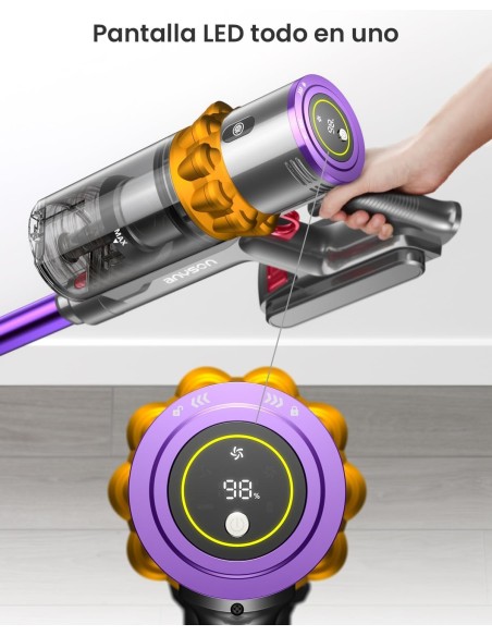 WHOY 45Kpa/550W/65Mins Aspiradora sin Cable 1, 3 Velocidades, Morado
