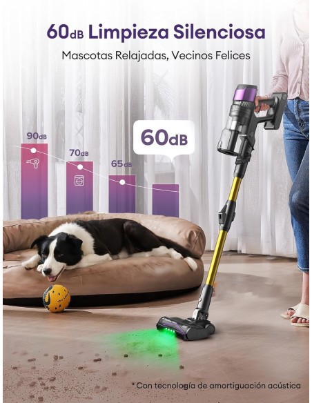 Ultenic U20 Aspiradora sin Cable 55Kpa/60Min, Cepillo Anti-Enredo Mejorado 2025, Aspirador Escoba con Brazo Flexible, Limpieza