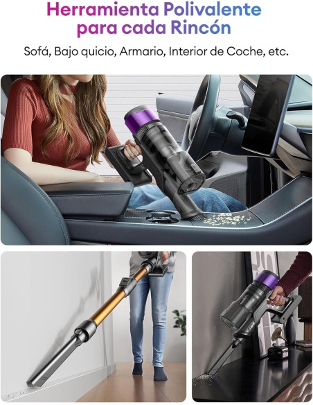 Ultenic U20 Aspiradora sin Cable 55Kpa/60Min, Cepillo Anti-Enredo Mejorado 2025, Aspirador Escoba con Brazo Flexible, Limpieza