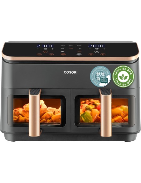 Cosori Freidora de Aire Grande con Doble Cesta 8,5L Air Fryer, Alta Pontencia y Velocidad, Max 8-10 Personas, 10 Funciones,