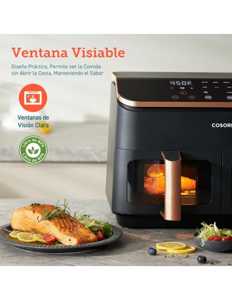 Cosori Freidora de Aire Grande con Doble Cesta 8,5L Air Fryer, Alta Pontencia y Velocidad, Max 8-10 Personas, 10 Funciones,