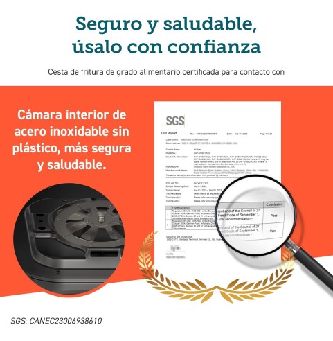 Cosori Freidora de Aire Turbo Blaze 6L, Air Fryer Interior Metálico Real, Motor DC Exclusivo, 46% Más Rápida, 30°C a 230°C,