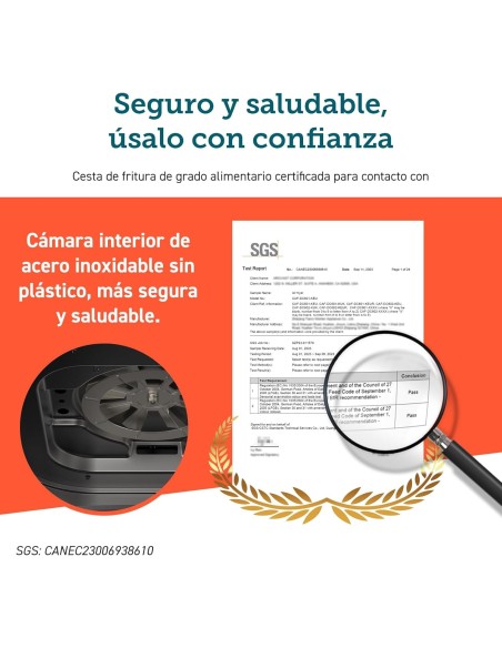 Cosori Freidora de Aire Turbo Blaze 6L, Air Fryer Interior Metálico Real, Motor DC Exclusivo, 46% Más Rápida, 30°C a 230°C,