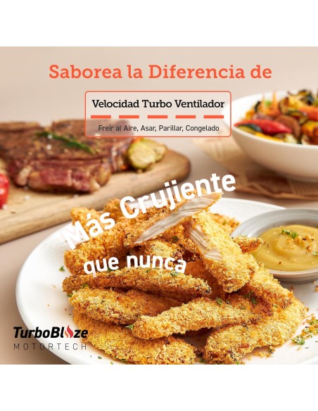 Cosori Freidora de Aire Turbo Blaze 6L, Air Fryer Interior Metálico Real, Motor DC Exclusivo, 46% Más Rápida, 30°C a 230°C,