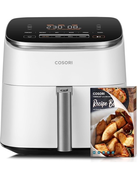 Cosori Freidora de Aire Turbo Blaze 6L, Air Fryer Interior Metálico Real, Motor DC Exclusivo, 46% Más Rápida, 30°C a 230°C,