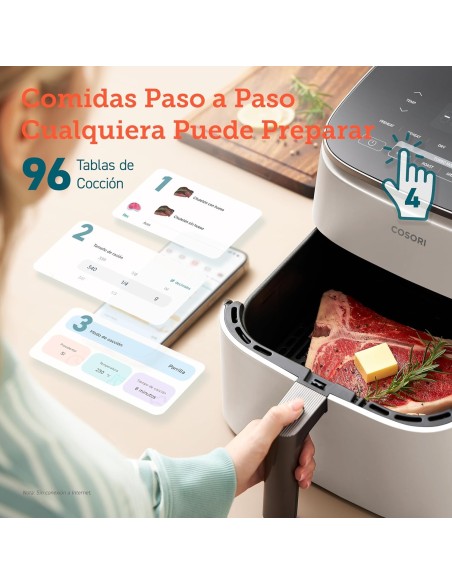 Cosori Freidora de Aire Turbo Blaze 6L, Air Fryer Interior Metálico Real, Motor DC Exclusivo, 46% Más Rápida, 30°C a 230°C,