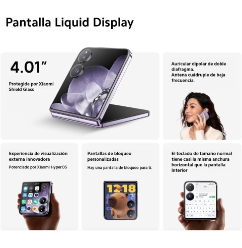 Xiaomi Mix Flip - Smartphone de 12+512GB, Lentes Leica Summilux, Snapdragon 8 Gen 3, Pantalla Exterior de 4,01" e Interior de