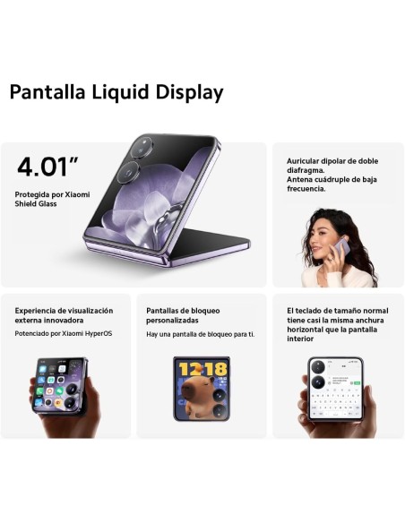 Xiaomi Mix Flip - Smartphone de 12+512GB, Lentes Leica Summilux, Snapdragon 8 Gen 3, Pantalla Exterior de 4,01" e Interior de