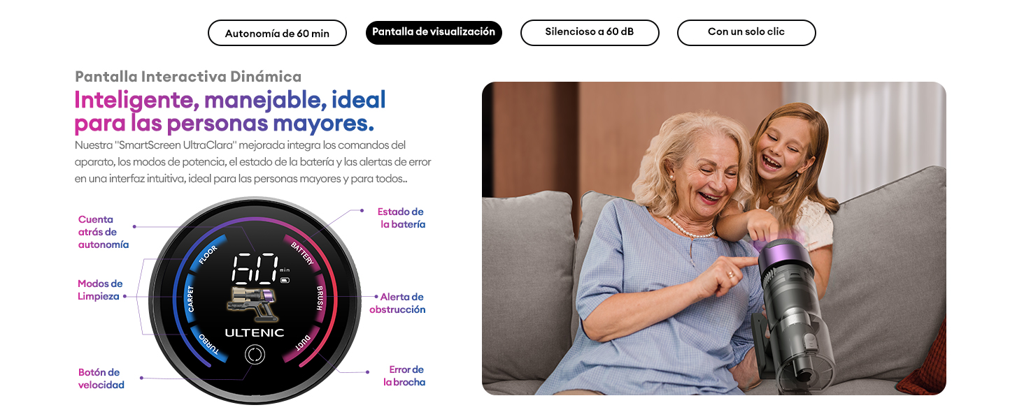 aspiradora LED pantalla