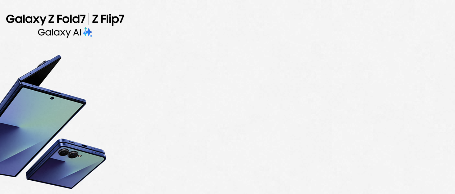 El texto dice «Galaxy Z Fold/Flip7». Imagen parcial que muestra lo que parece ser un smartphone plegable