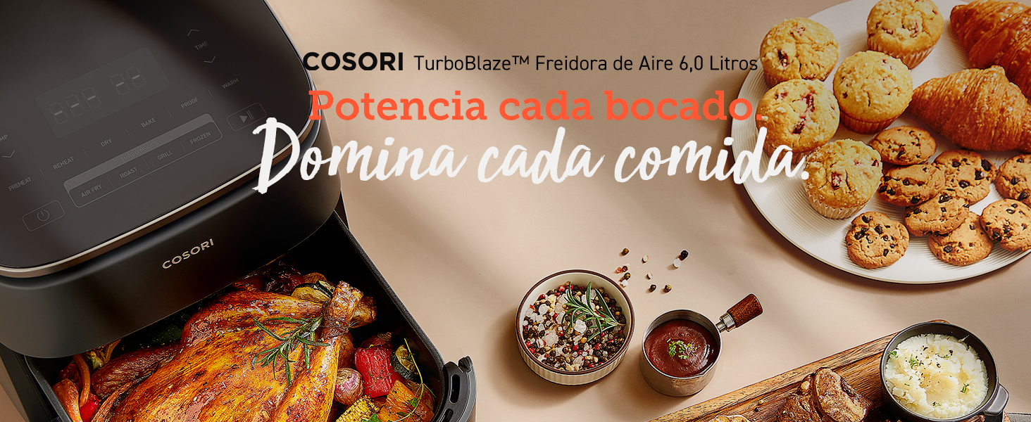 Potencia cada bocado. Domina cada comida. COSORI TurboBlaze Freidora de Aire 6,0 Litros